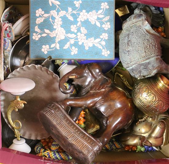 Two boxes of assorted decorative ornaments
